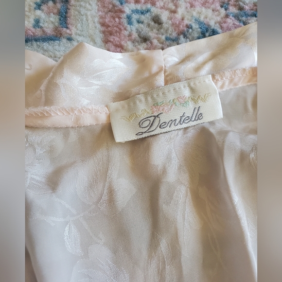 Vintage Y2K 90's Pale Pink 2 Piece Pajama Slip & Robe Set Size M Shabby Chic - Picture 4 of 13